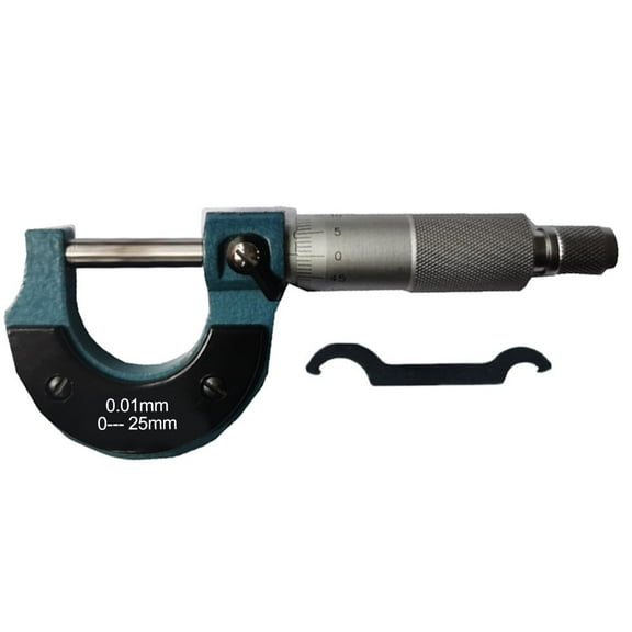0-75mm Outer Diameter Micrometer With 0.01mm Division Value, Carbon Steel Thread Scale Measuring Tool For Precise External Dimension Inspection, Satin Chrome Finish/Anti-Rust(0-25mm)