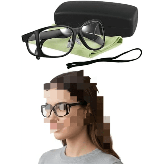 0.75mmpb X-Ray Lead Glasses, Eye Safety Glasses with Side Shields, Lightweight Lab Dental Glasses with Storage Case Cleaning Cloth Eyeglass Strap for Eye Protection (Black Frame)