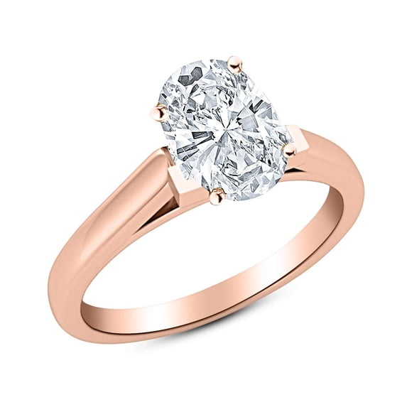 0.76 Carat 18K Rose Gold Oval Cut GIA Certified Cathedral Solitaire ...