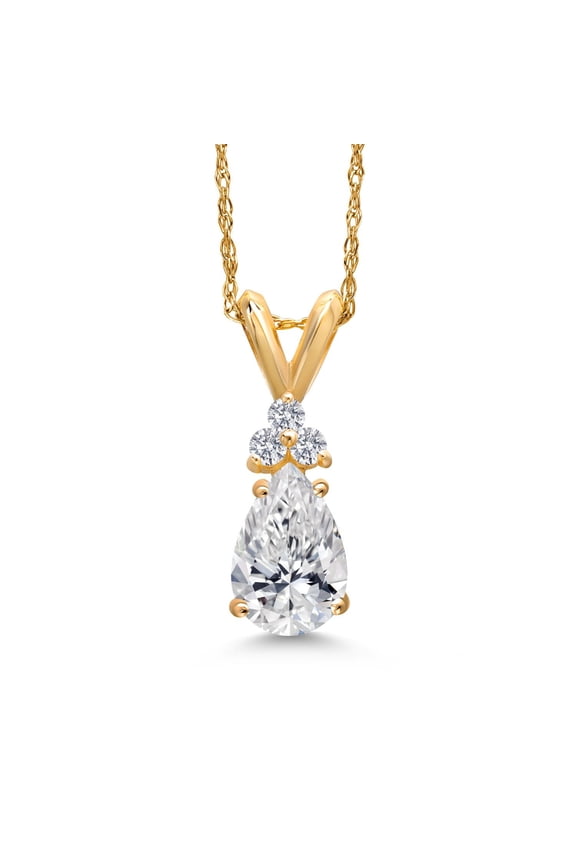 0.76 Cttw IGI Certified Lab Grown Diamond in 14K Yellow Gold Pendant for Women | Pear Shape Center Diamond 0.70 Ct | E-F Color | VS1-VS2 Clarity | Gold Necklace for Women | 18 inch Chain