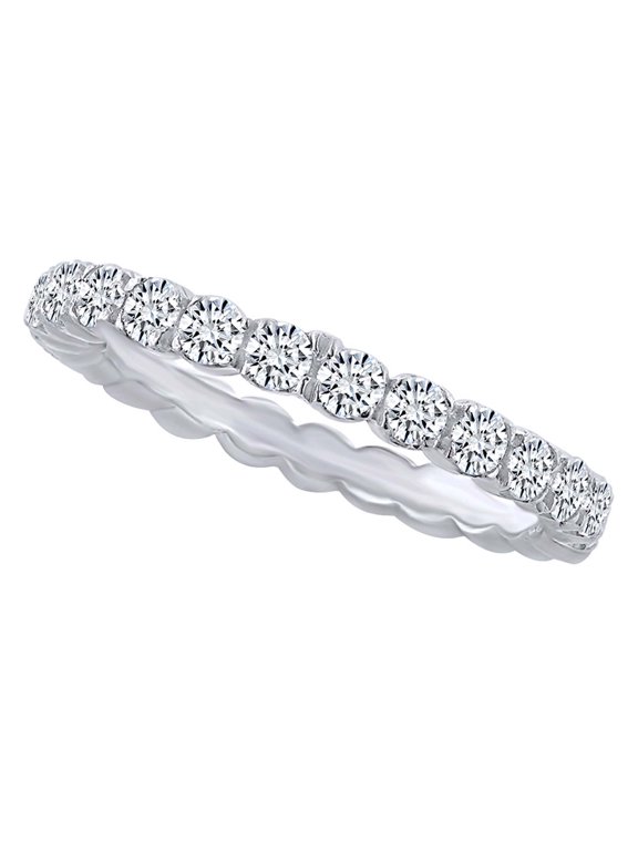 0.77 Carat Round Shape White Natural Diamond Eternity Wedding Band Ring 18k Solid White Gold Ring Size-6.5