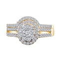 thumbnail image 1 of AFFY 0.78 Cttw Round Cut White Natural Diamond Curved Wedding Band Ring In 10k Solid Yellow Gold, 1 of 2