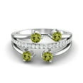 thumbnail image 1 of 0.78 Ctw Round Peridot 925 Sterling Silver Four Stone Valentines Day Gifts Ring, 1 of 3