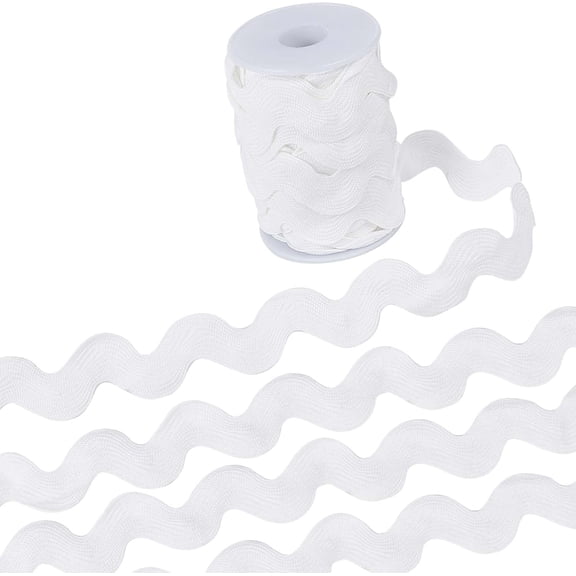 0.78 inch-1.33 inch/20-34mm Wide Rick Rack Trim 10 Yards White Wave Bending Fringe Trim Woven RIC Rac Ribbon Zig Zag Trim for DIY Sewing Crafts Wedding Dress Costumes Party