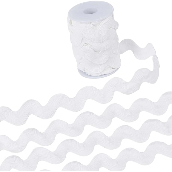 0.78 inch-1.33 inch/20-34mm Wide Rick Rack Trim 10 Yards White Wave Bending Fringe Trim Woven RIC Rac Ribbon Zig Zag Trim for DIY Sewing Crafts Wedding Dress Costumes Party