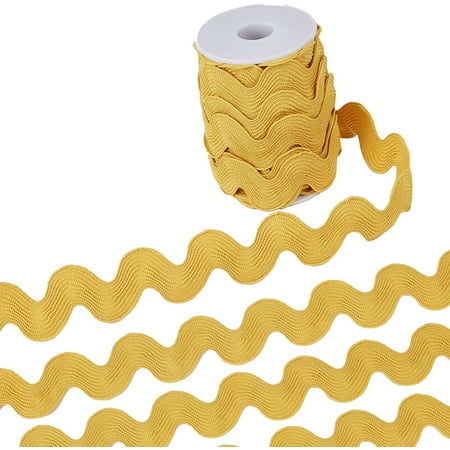 0.78 inch-1.33 inch/20-34mm Wide Rick Rack Trim 10 Yards Yellow Wave Bending Fringe Trim Woven Ric Rac Ribbon Zig Zag Trim for DIY Sewing Crafts Wedding Dress Costumes Embellishment