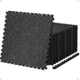 thumbnail image 1 of 0.79in Thick 48 Sq Ft Exercise Equipment Mats, 12 Tiles Upgraded Rubber Top with High Density EVA Foam, Large Interlocking Puzzle Gym Flooring for Home Gym, Heavy Weight Workout,Black & White, 1 of 2