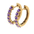 thumbnail image 1 of 0.7Ct Brilliant Round Cut Hoop Alexandrite 14K Yellow Solid Solid Gold Everyday Dainty Earrings Lever Back, 1 of 7