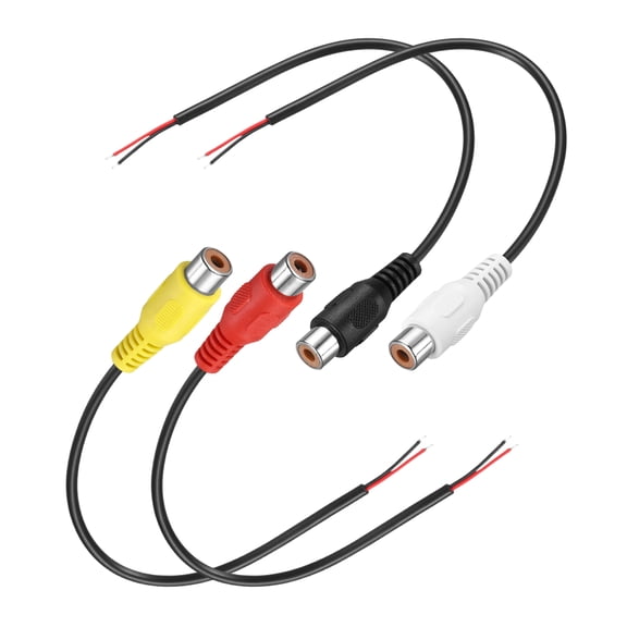 0.7FT RCA to Bare Wire Speaker Cable, 22AWG Replacement RCA Female Plug to Open End Pigtail Audio Cable Connector Adapter for Amplifier, Home Audio Speakers