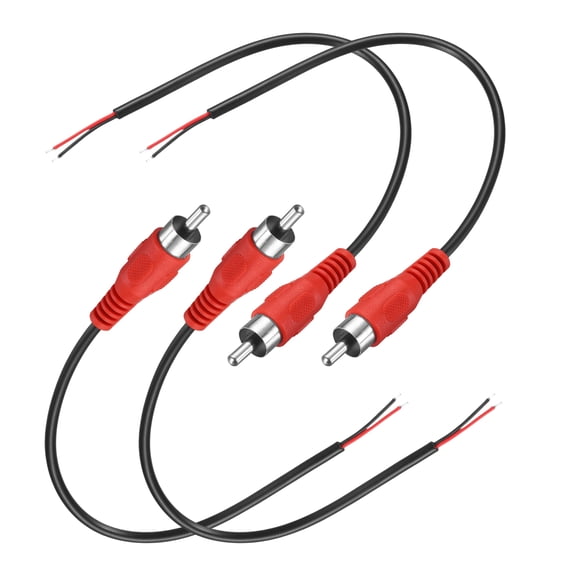 0.7FT RCA to Bare Wire Speaker Cable, 22AWG Replacement Red RCA Male Plug to Open End Pigtail Audio Cable Connector Adapter for Amplifier, Home Audio Speakers, Pack of 4