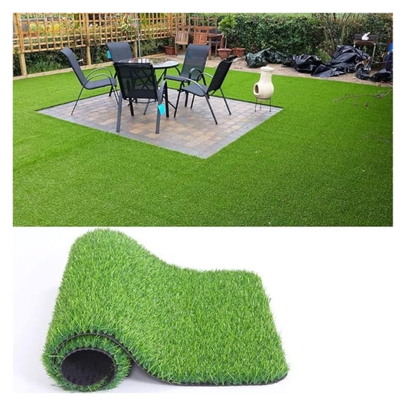0.7inch Realistic Artificial Grass Turf Synthetic Faux Astroturf Rug 6FTX6FT for Pet Indoor Outdoor Carpet Balcony Garden Lawn Mat with Drainage Holes