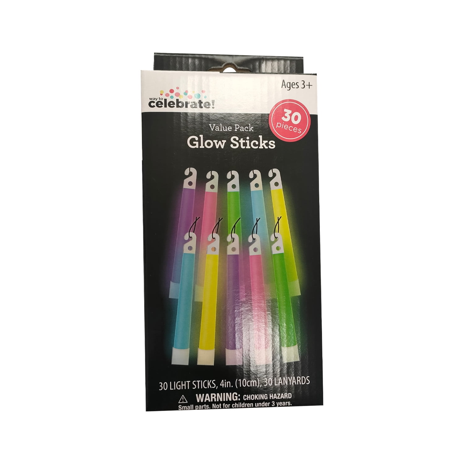 0.7lb Multi color 30 count 4in Glow Wand Super Bright Light by Way to Celebrate