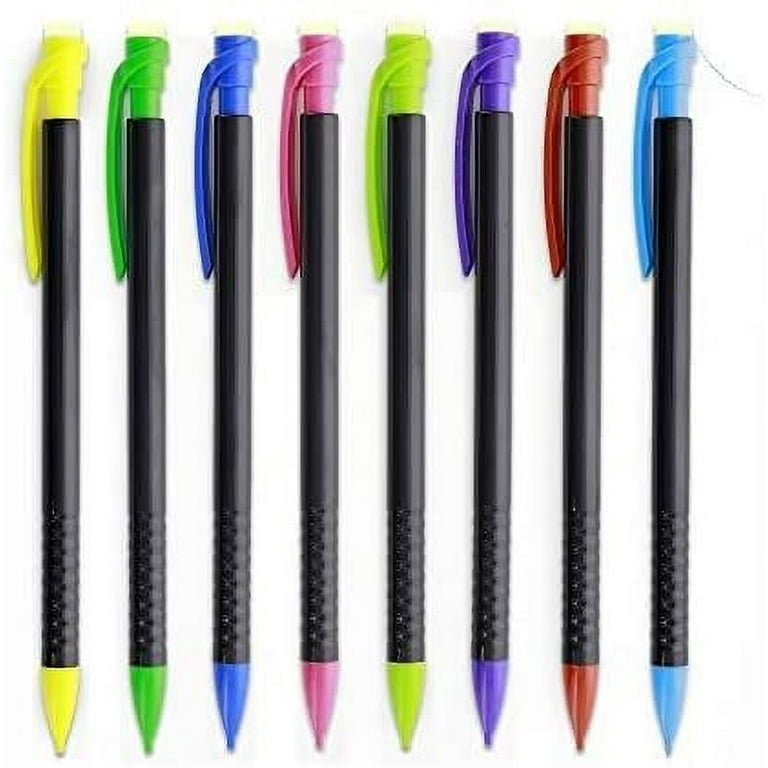 0.7mm Mechanical Pencil with Eraser Top and Pocket Clip for Convenience Refillable and Retractable Ideal for General Writing Assorted Colors 8
