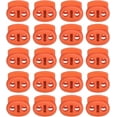 thumbnail image 1 of 0.7x0.8" Cord Locks, 30 Pack Double Hole Spring End Toggle Stopper for Drawstring Bag Shoelaces, Orange Red, 1 of 5