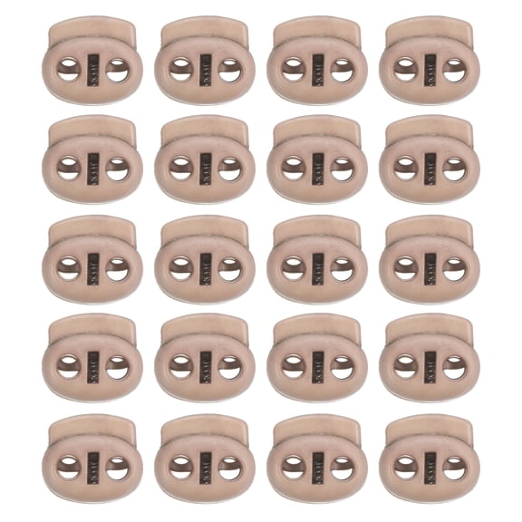 0.7x0.8" Cord Locks Double Hole Spring End Toggle Stopper, Dark Khaki, 30 Pack