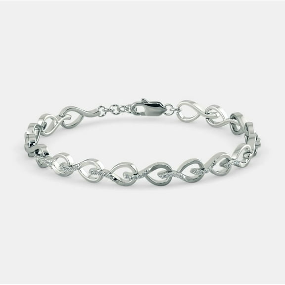 0.8 CT Lab Created Diamond Infinity Link Bracelet Women's Wedding Bracelet 925 Sterling Silver 14K Gold Plated