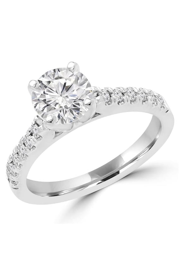 0.8 CTW Multi-Stone Round Diamond Engagement Ring in 14K White Gold - Size 3.5