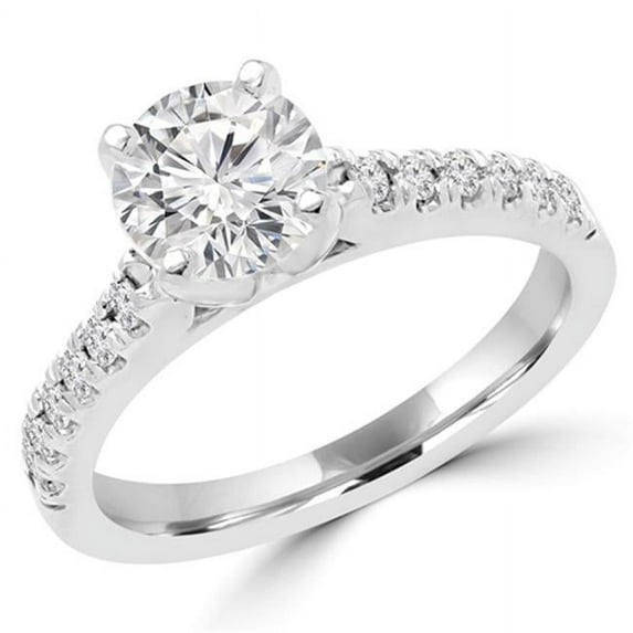 0.8 CTW Multi-Stone Round Diamond Engagement Ring in 14K White Gold, Size 6
