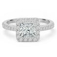 thumbnail image 1 of 0.8 CTW Princess Diamond Open Bridge Princess Halo Engagement Ring in 14K White Gold - Size 7, 1 of 1