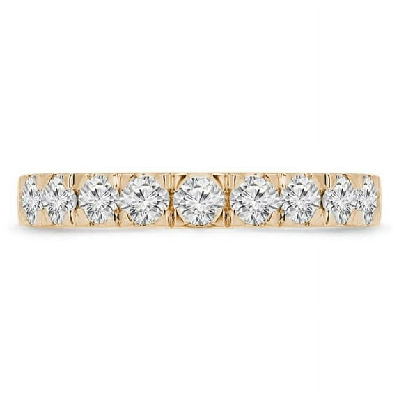 0.8 CTW Round Diamond Semi-Eternity Wedding Band Ring in 14K Yellow Gold - Size 6.75