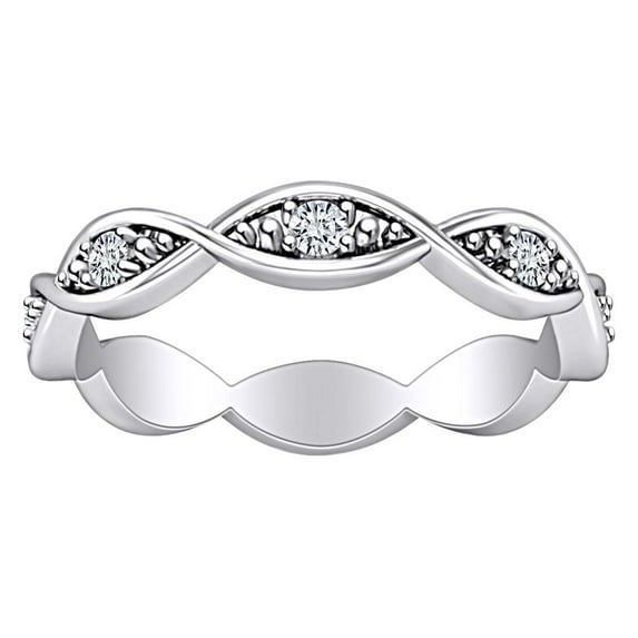 AFFY 0.8 Carat (Ctw) Round Shape White Natural Diamond Eternity Wedding Band Ring In 14k Solid White Gold Ring Size-7