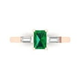 thumbnail image 1 of Three-Stone Engagement Ring for Women - 0.8ct Simulated Emerald in 14K Rose Gold Promise Ring, 1 of 8