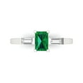 thumbnail image 1 of Three-Stone Engagement Ring for Women - 0.8ct Simulated Emerald in 14K White Gold Promise Ring, 1 of 6
