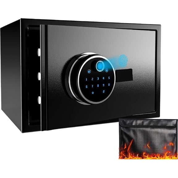 0.8 Cu.Ft  Biometric  Safe with Fireproof Bag,   Safe Box,Quick-Access Fingerprint Safe,Small Safes for     Valuables 1 count