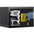thumbnail image 1 of RIFLEWELL 0.8 Cub Safe Box - Small Home Safe for Money Jewelry Documents, Security Safe Box, Solid Steel Lock Box with Digital Electronic Security Keypad for Home Office Hotel (Black Gold), 1 of 7
