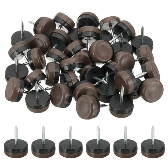 0.8" Dia Chair Slides, 40 Pcs Nail on Furniture Glides for Wooden Furniture, Table Feet, Carpet and Hardwood, Brown