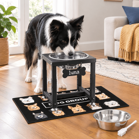 0.8 Gallon Elevated Dog Water Bowl For Medium 4-height Adjustable (8-12 ...