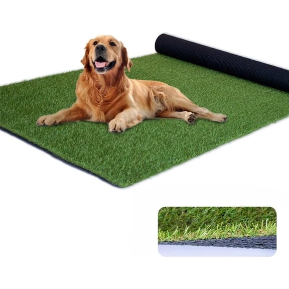 0.8 Inch Grass Height Artificial Grass 3FT x 10FT Customizable Flame Retardant UV Resistant Synthetic Grass Indoor Balcony, Entrance Decor Green Fake Turf Carpet