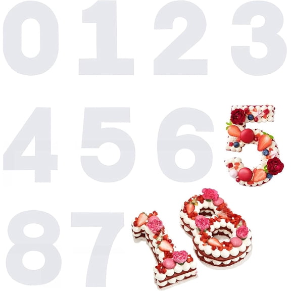 0-8 Number Cake Stencils,Bexikou 9 Pcs 10 Inch Large Size Flat Plastic Templates Cutting Number Cake Mold Numerical Stencils Cake Cutter Stencils Templates for DIY Numbers Cakes Birthday Christmas