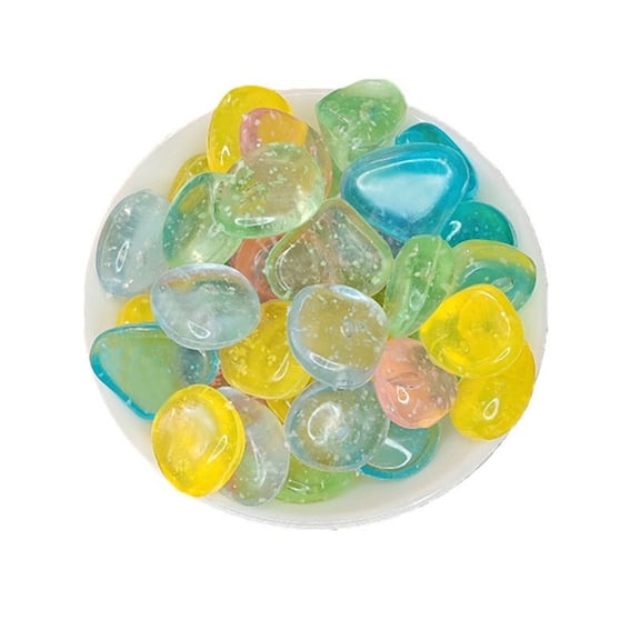 0.8" Sparkling Glow in The Dark Rocks Outdoor Decorative Stones Glowing Pebbles Bling Glow Rocks for Aquarium Glow Stones for Driveway Garden Pebbles Rocks