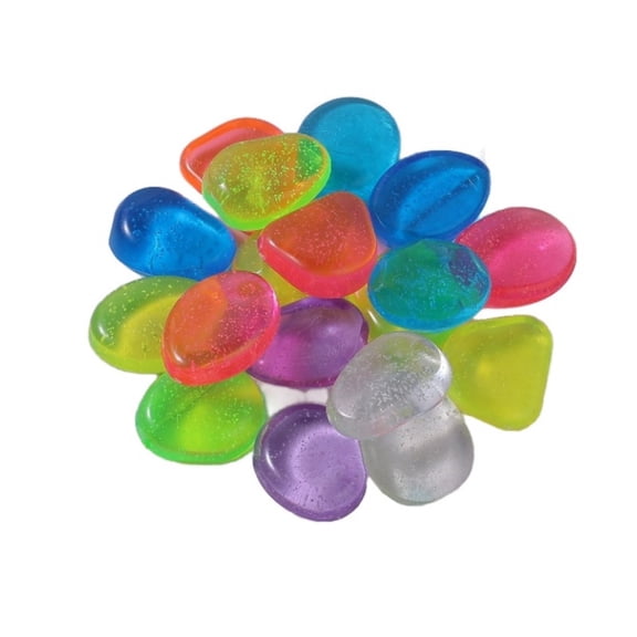 0.8" Sparkling Glow Stones, Glow in The Dark Rocks Outdoor Decorative Stones, Small Luminous Pebbles, Bling Glowing Rocks for Walkways Garden Landscape, 300Pcs