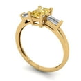 thumbnail image 1 of 0.8 ct Brilliant Emerald Cut VVS1 Yellow Moissanite 14k Yellow Solid Gold Three-Stone Wedding Bridal Anniversary Engagement Ring size 6.25, 1 of 7
