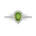 thumbnail image 1 of Solitaire with Accents Engagement Ring for Women - 0.755ct Natural Peridot in 14K White Gold Promise Ring, 1 of 7