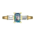 thumbnail image 1 of 0.8 ctw 3 Stone Anniversary Ring for Women | Emerald Cut Blue Moissanite | Hyperallergenic Solid 18K Yellow Gold, 1 of 5