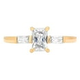 thumbnail image 1 of 0.8 ct Emerald Cut Genuine Cultured Diamond SI1-SI2 G-H 14K Yellow Gold Three-Stone Promise Wedding Statement Engagement Designer Ring W/ Crystal side stones size 4.5, 1 of 6