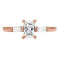 thumbnail image 1 of 0.8 ct Emerald Cut Genuine Cultured Diamond SI1-SI2 I-J 18K Rose Gold Three-Stone Promise Wedding Statement Engagement Designer Ring size 4, 1 of 6