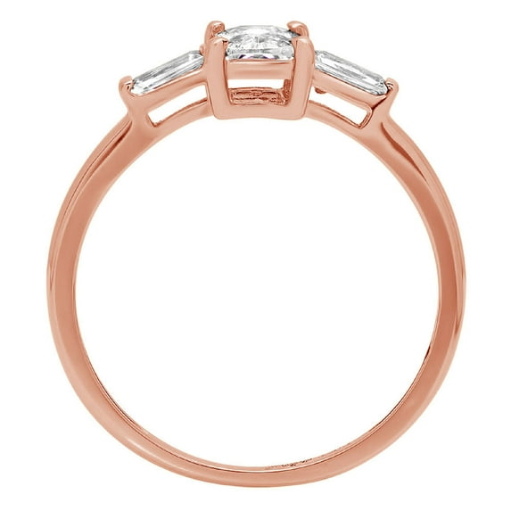 0.8 ct Emerald Cut Moissanite Three-Stone Engagement Ring for Women in 14K Rose Gold