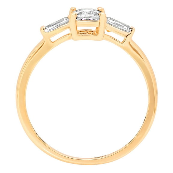 0.8 ct Emerald Cut Moissanite Three-Stone Engagement Ring for Women in 18K Yellow Gold
