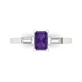 thumbnail image 1 of 0.8 ctw 3 Stone Anniversary Ring for Women | Emerald Cut Natural Amethyst | Hyperallergenic Solid 18K White Gold, 1 of 5