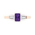thumbnail image 1 of Clara Pucci 14K Rose Gold 0.8ct Amethyst Three-Stone Ring for Women, 1 of 8