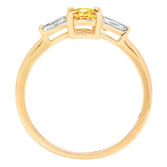 0.8 ct Emerald Cut Natural Citrine Three-Stone Engagement Ring for Women in 18K Yellow Gold