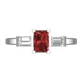 thumbnail image 1 of 0.8 ct Emerald Cut Natural Garnet 3 Stone 14K White Gold Womens Engagement Ring, 1 of 5