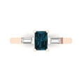 thumbnail image 1 of Clara Pucci 14K Rose Gold Solid Gold LondonBlueTopaz Three-Stone Anniversary Ring for Women - 0.8 cttw Emerald Cut, 1 of 8