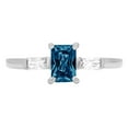 thumbnail image 1 of 0.8 ct Emerald Cut Natural London Blue Topaz 3 Stone 14K White Gold Womens Engagement Ring, 1 of 3