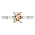 thumbnail image 1 of 0.8 ct Emerald Cut Natural Morganite 3 Stone 18K White Gold Womens Engagement Ring, 1 of 6