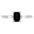 thumbnail image 1 of 0.8 ct Emerald Cut Natural Onyx 3 Stone 18K White Gold Womens Engagement Ring, 1 of 6